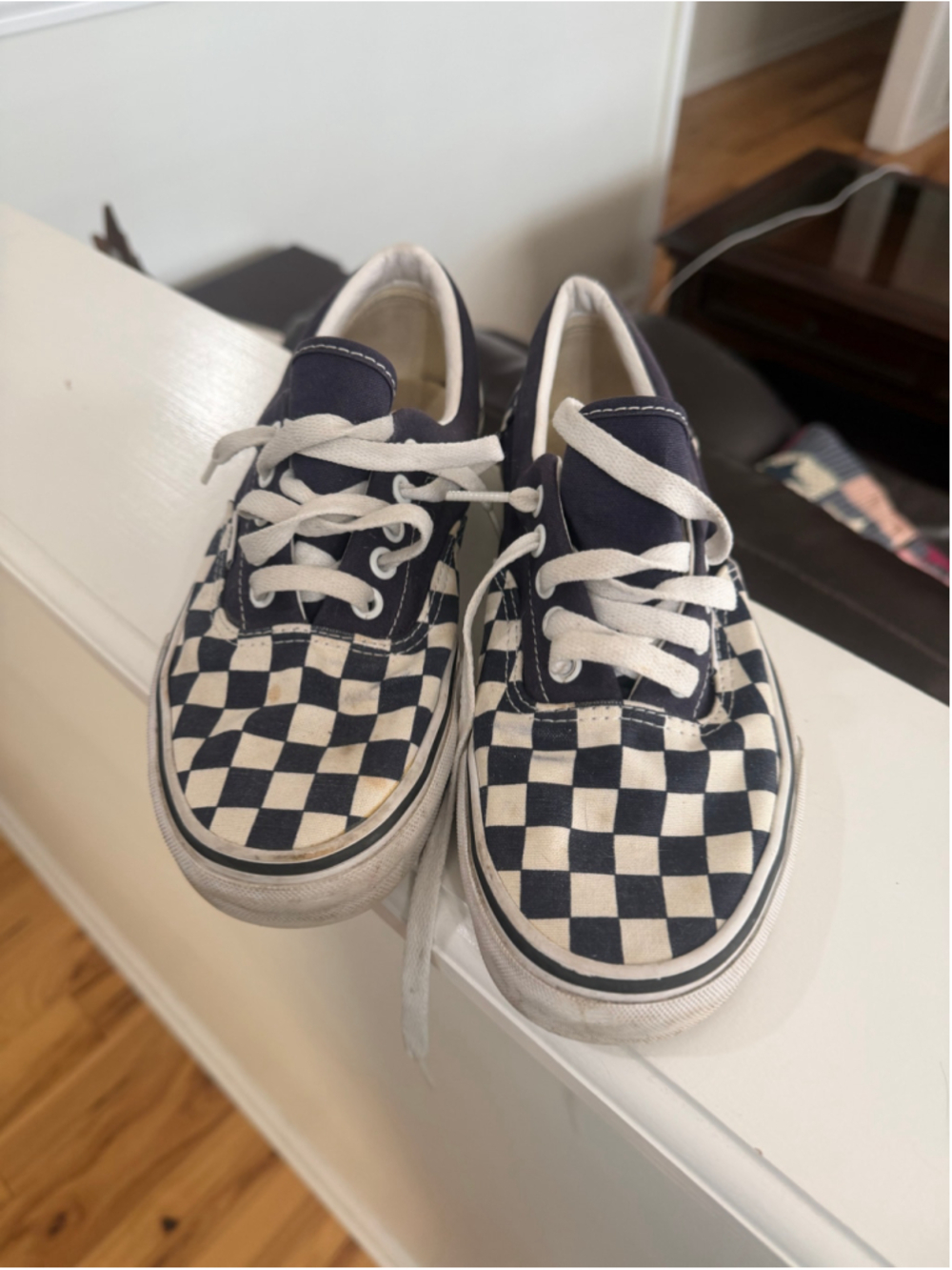 Women's Vans Checkered Sneakers Black White Standard Size8.5